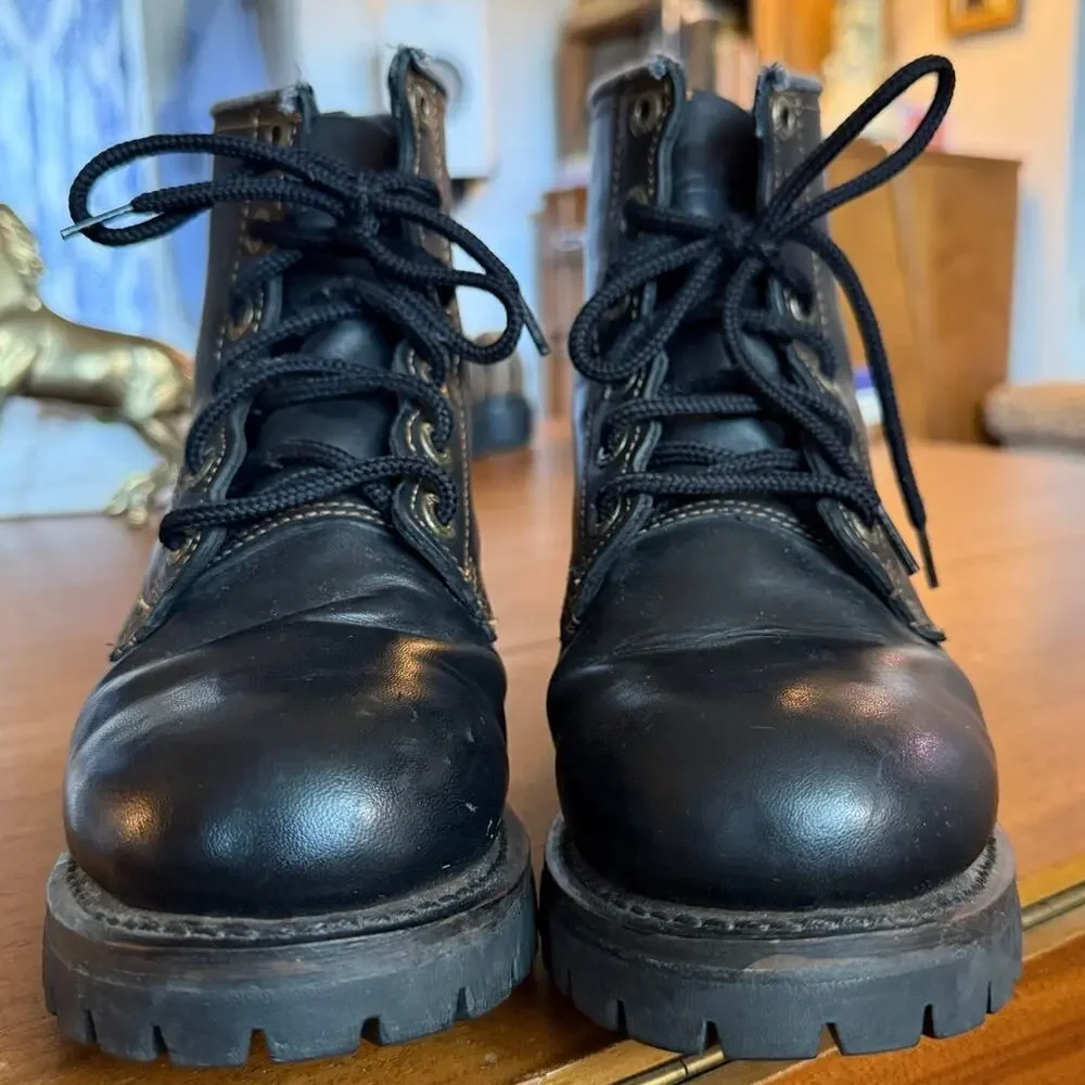 Vintage Y2k Skechers Laramie Oil Resistant Moto 90s Boots Black 7